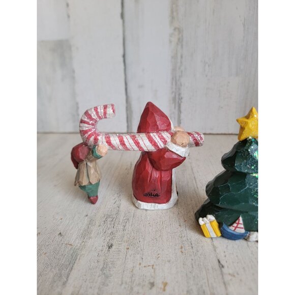 Eddie Walker Santa Claus elf tree figure set glitter Xmas decor - Picture 6 of 6